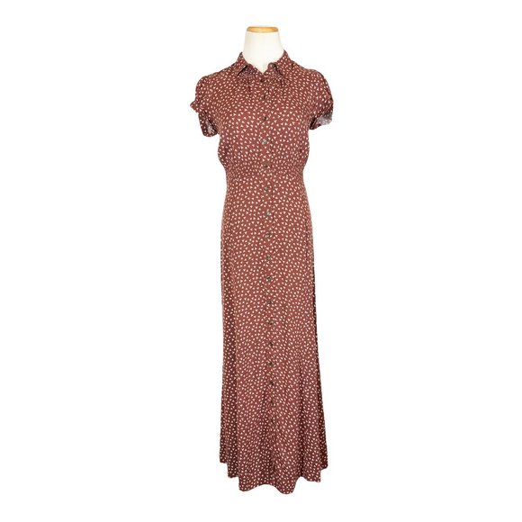 Free People Dresses & Skirts - Free People Size 4 Brown Print Short Sleeve Dress Retro *Flaw